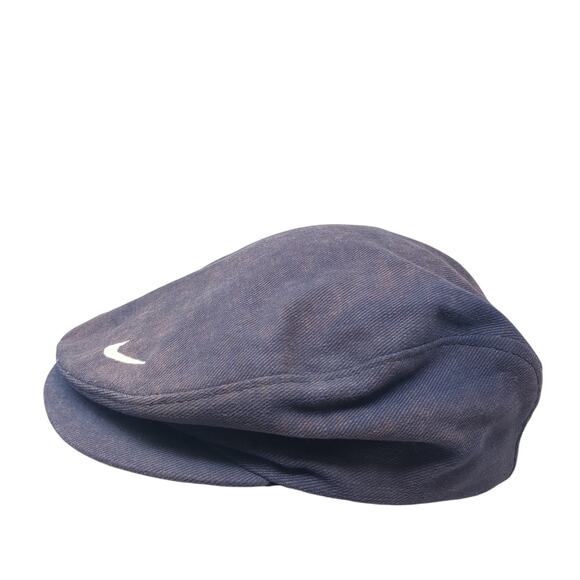 Vintage Nike Flat Cap Hat Blue Made in USA Embroidered Logo U7-PHI - Picture 1 of 9